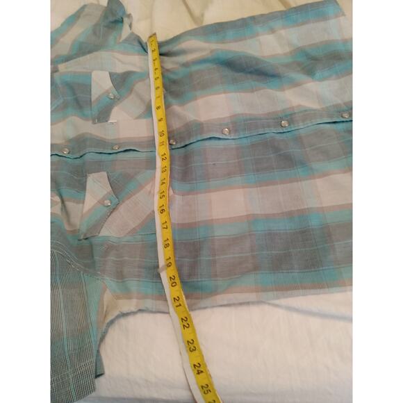 Levi's Plaid Large Short Sleeve Blue Pearlsnap Western Rodeo Shirt - Picture 7 of 8